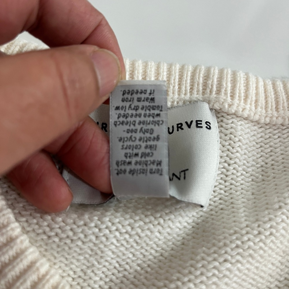 Girl With Curves Cream Bobble Knit‎ Sweater Bishop Sleeve Cozy Cabin Tunic 18/20 - Picture 6 of 10